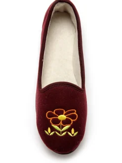 Ballerines brodées fleur largeur confort