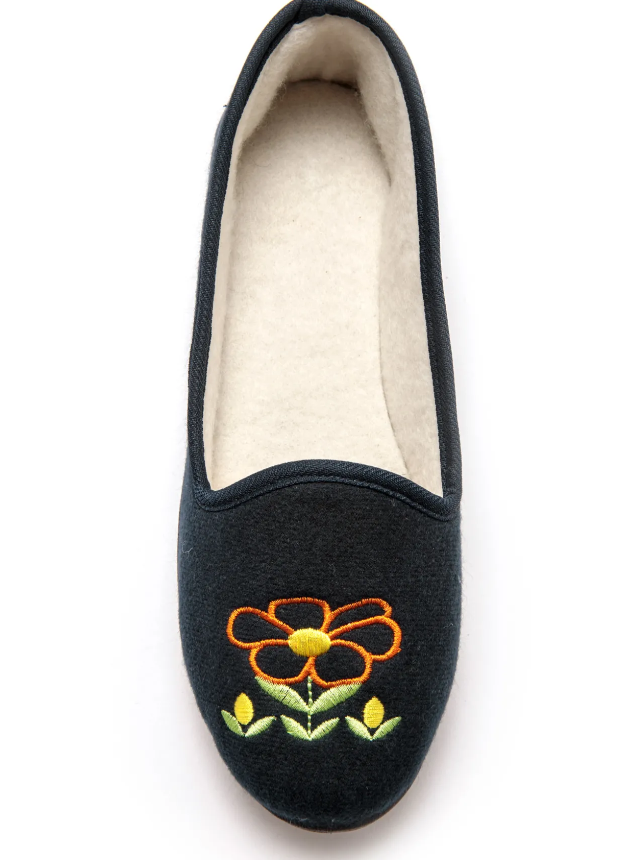 Ballerines brodées fleur largeur confort