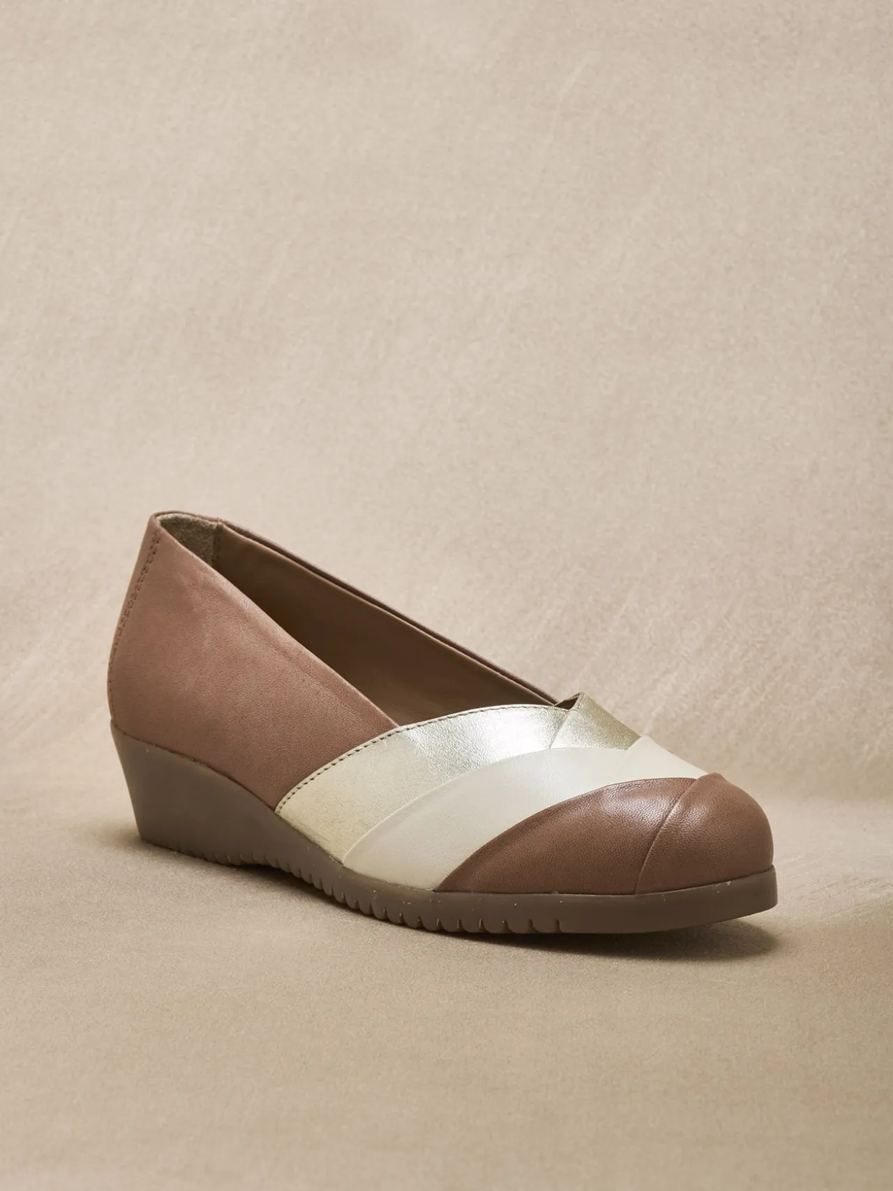 Ballerines cuir tricolore
