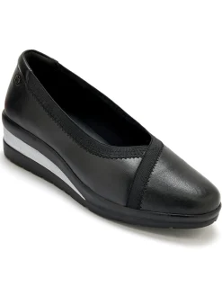Ballerines tout cuir élastiquées