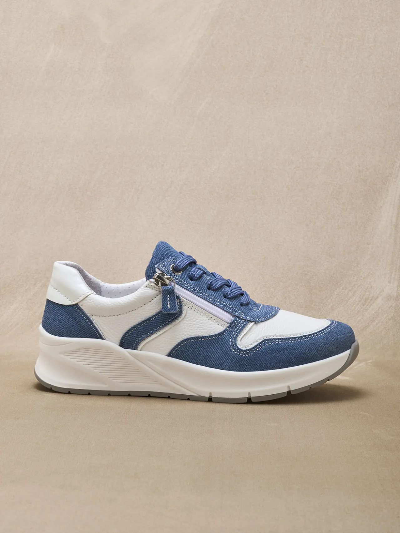 Baskets bicolores avec zip côté