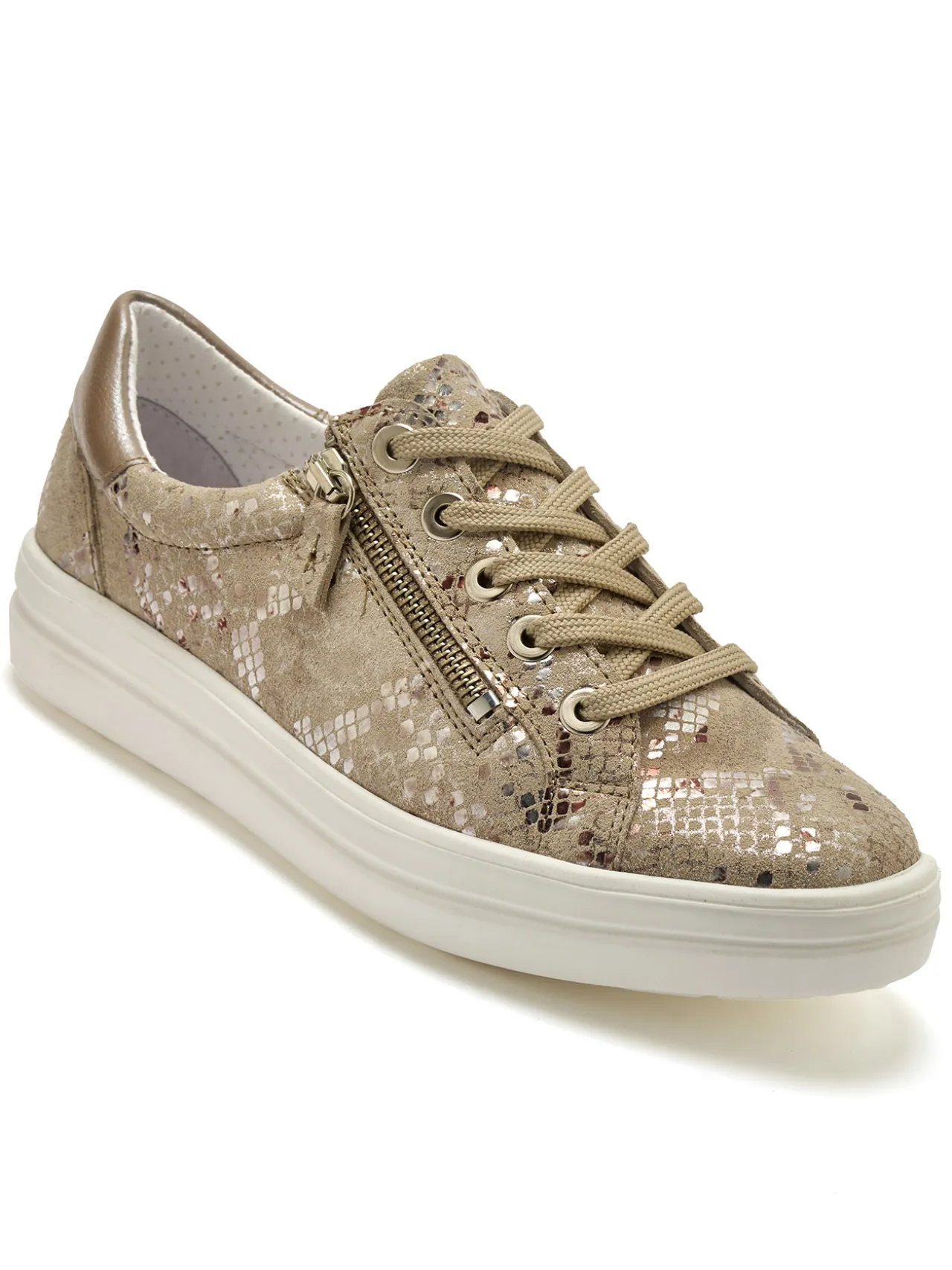 Baskets cuir avec zip et lacets