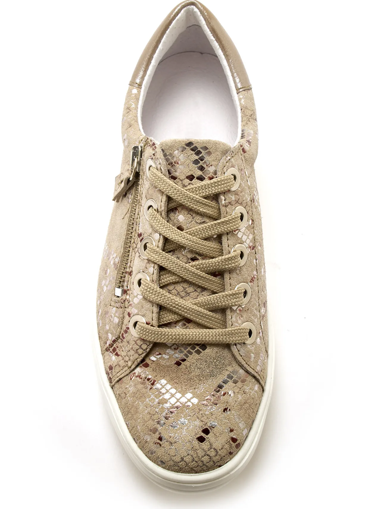 Baskets cuir avec zip et lacets