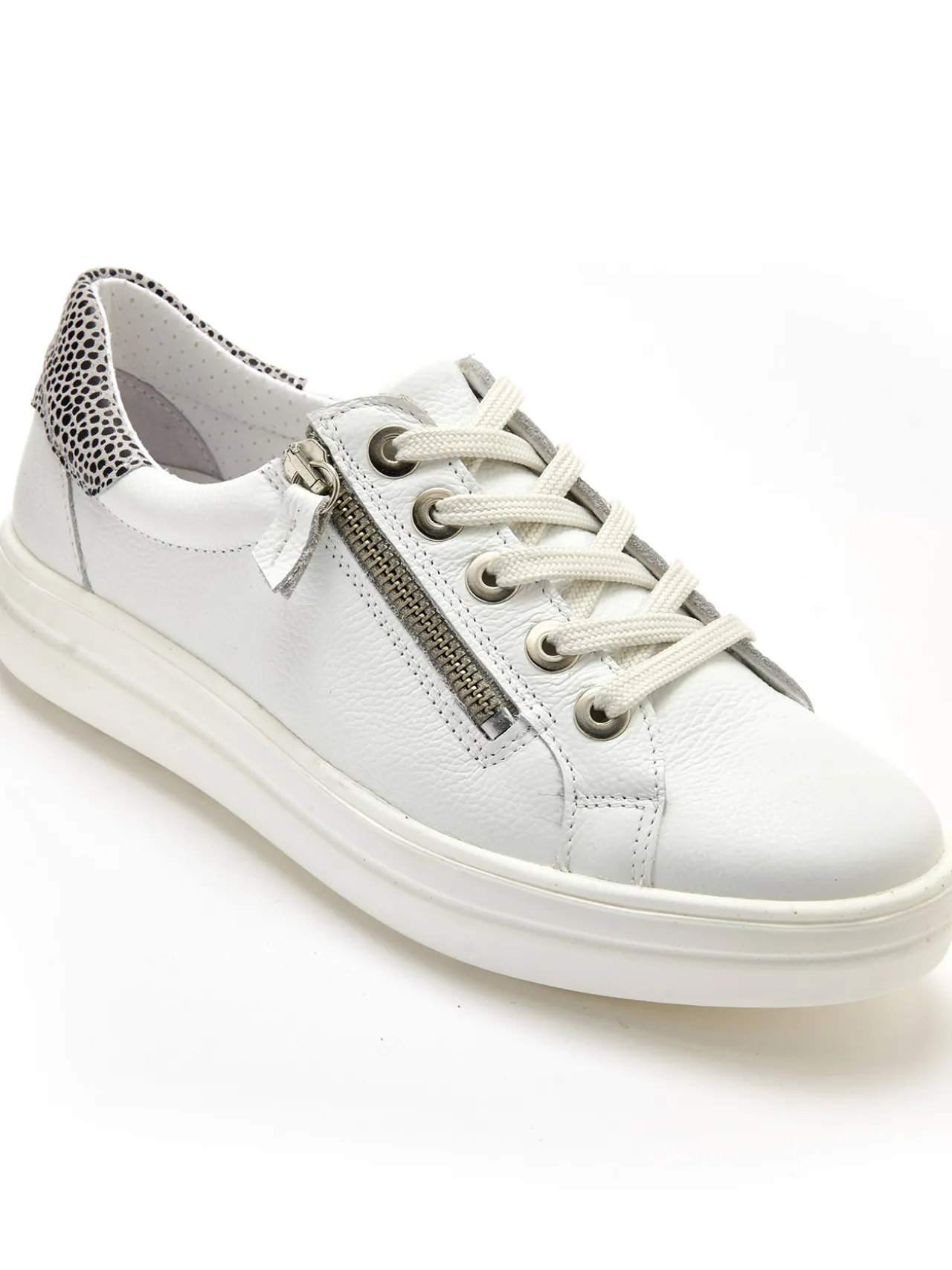 Baskets cuir avec zip et lacets