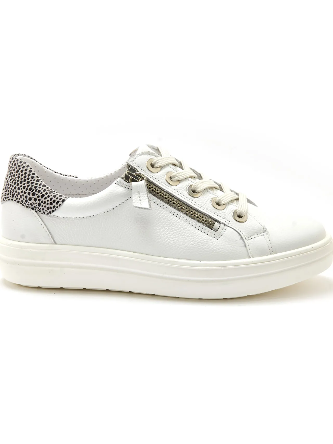 Baskets cuir avec zip et lacets