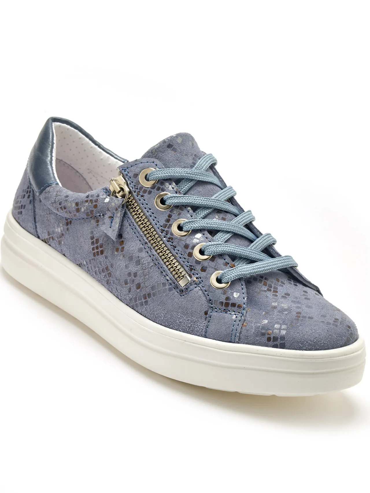 Baskets cuir avec zip et lacets