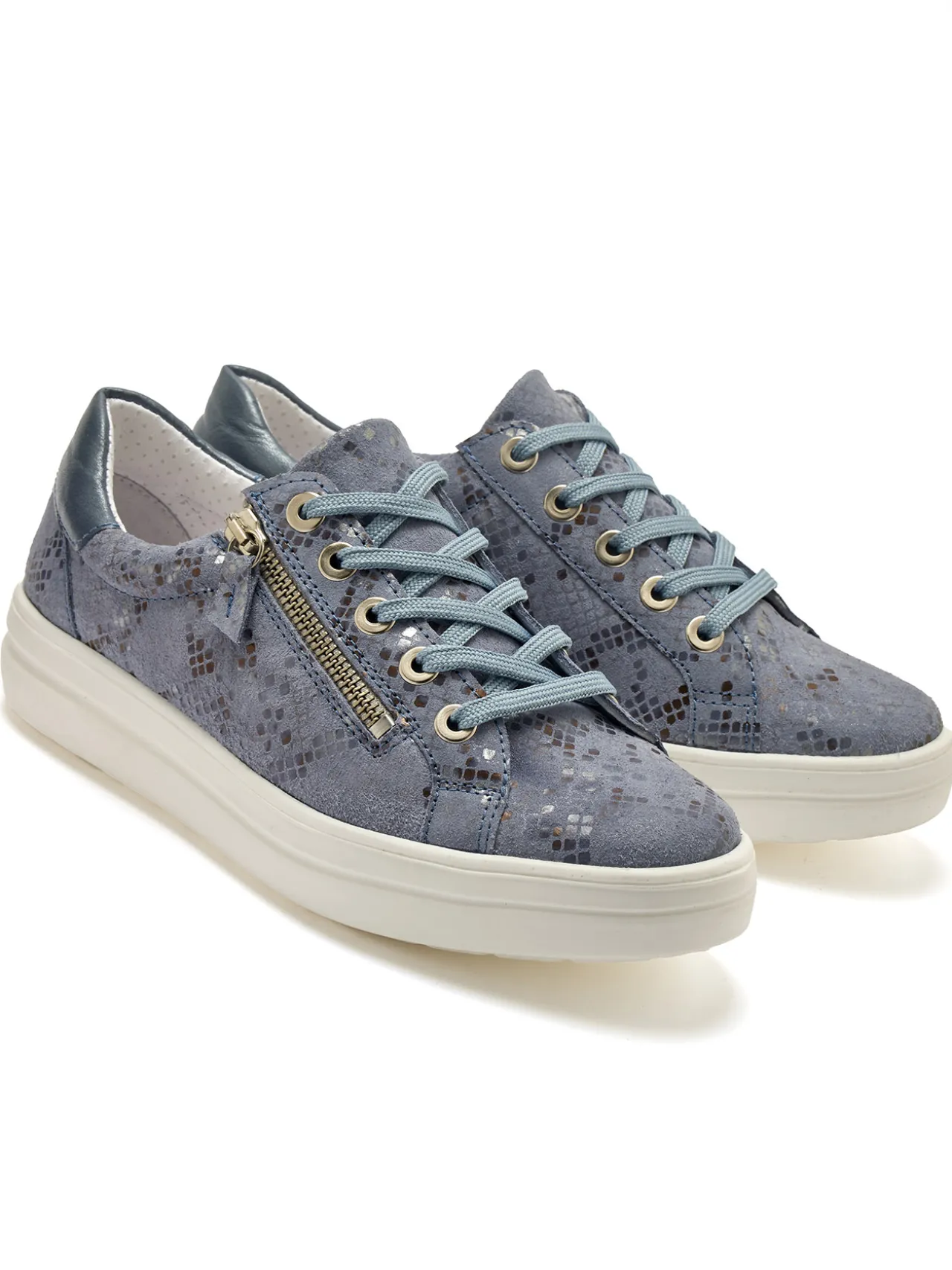 Baskets cuir avec zip et lacets