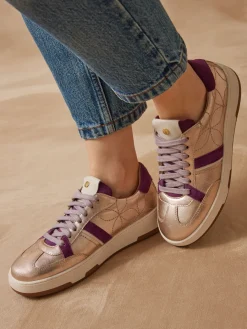 Baskets cuir effet métallisé