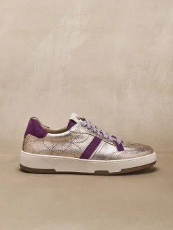 Baskets cuir effet métallisé