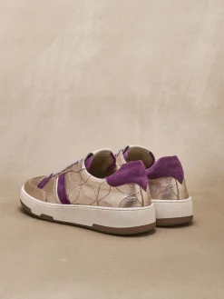 Baskets cuir effet métallisé