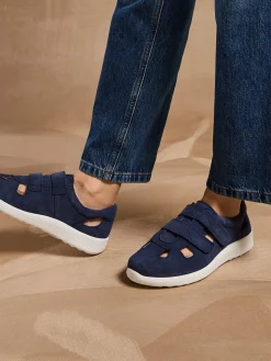 Baskets extra larges cuir ajouré