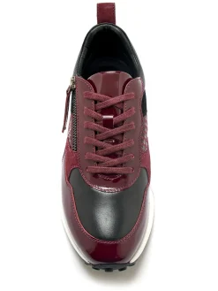 Baskets zippées cuir lisse et verni