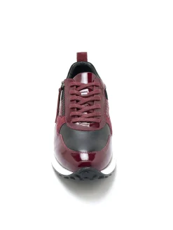 Baskets zippées cuir lisse et verni