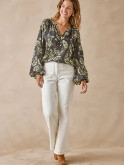 Blouse à fronces manches longues