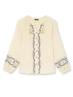 Blouse brodée avec lin