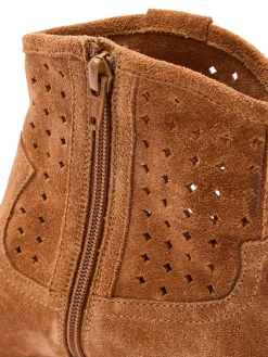 Boots ajourées cuir velours