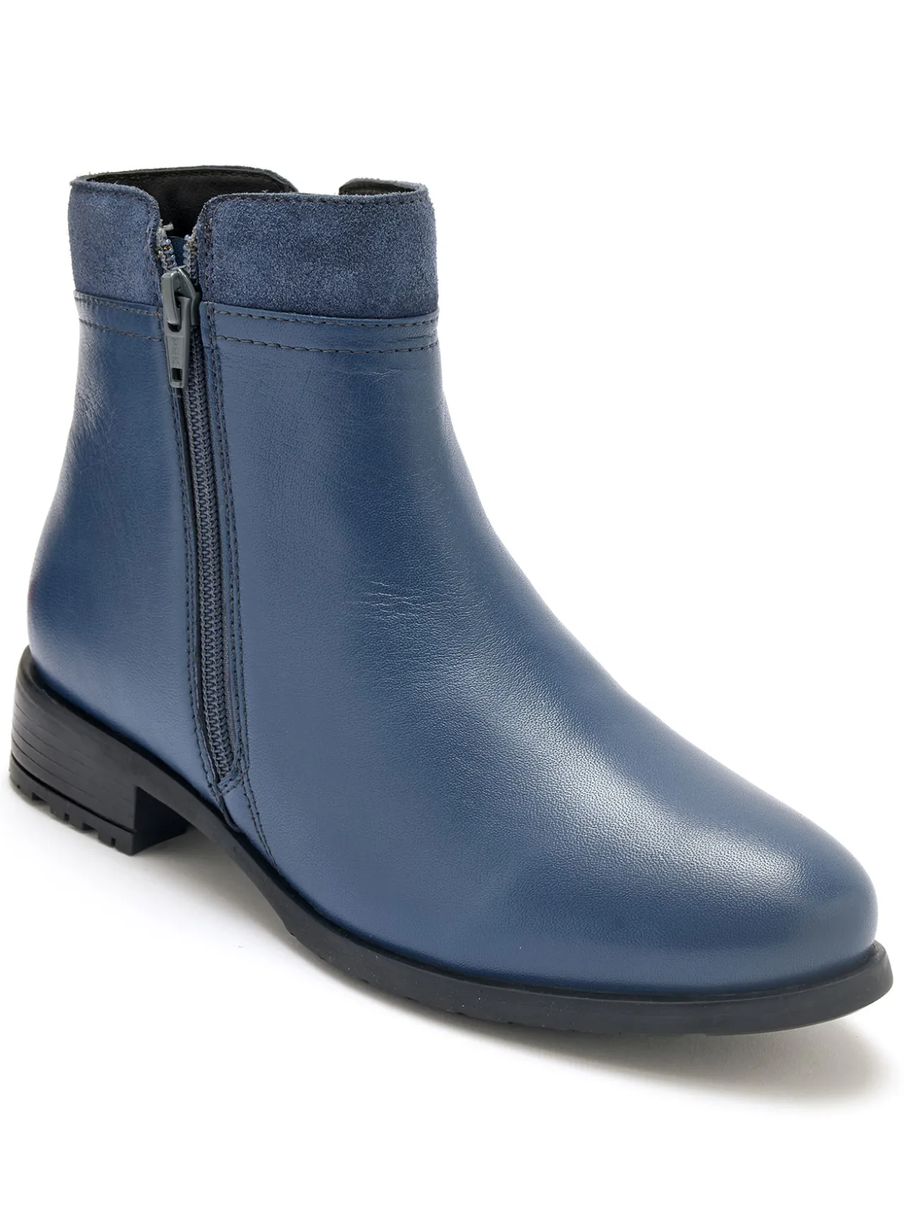 Boots en cuir double zip