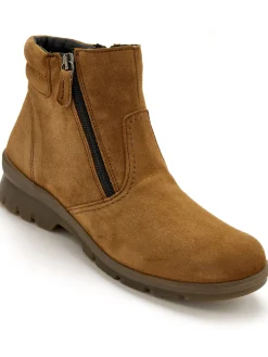 Boots en cuir extensible double zip