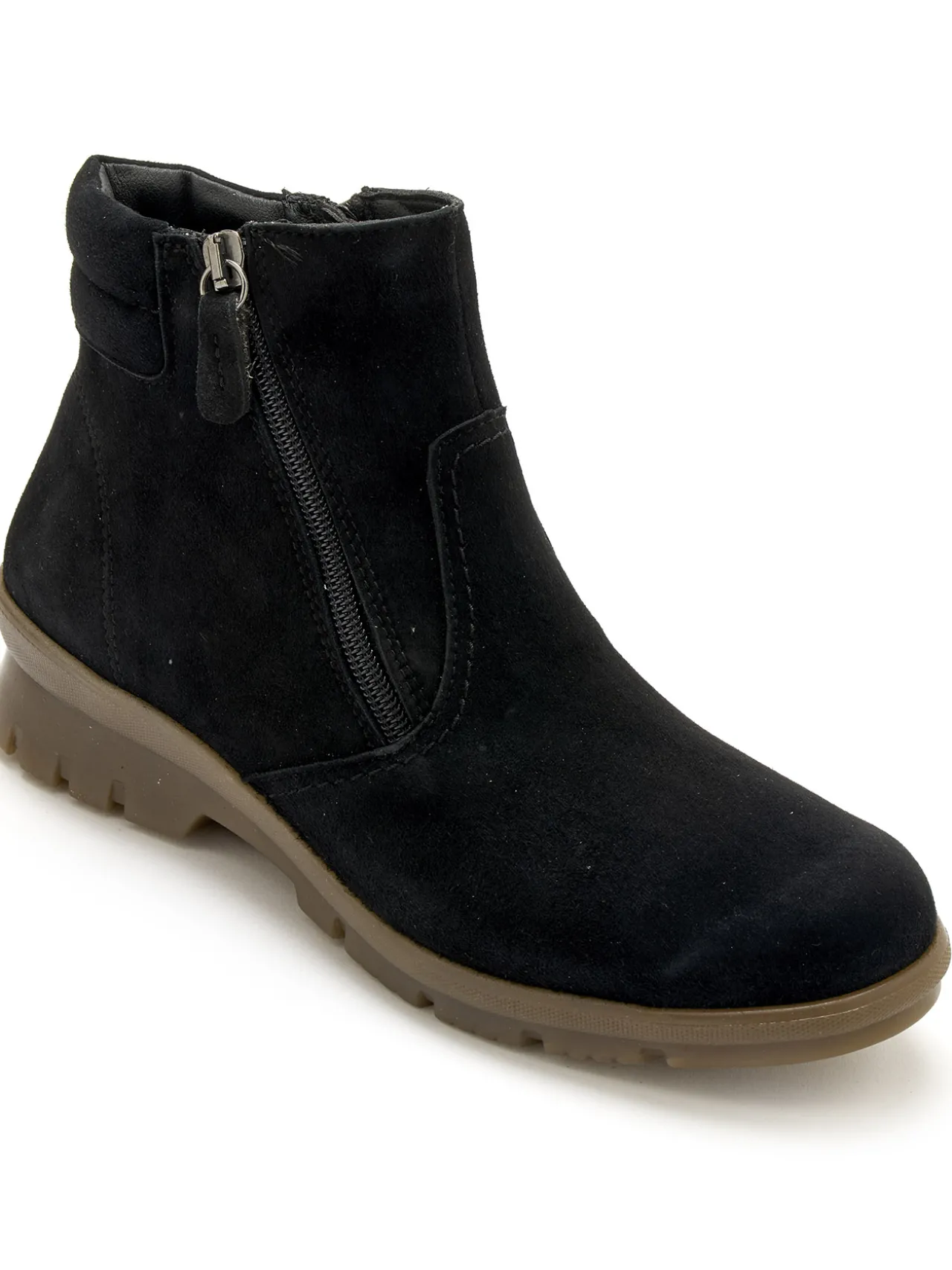 Boots en cuir extensible double zip