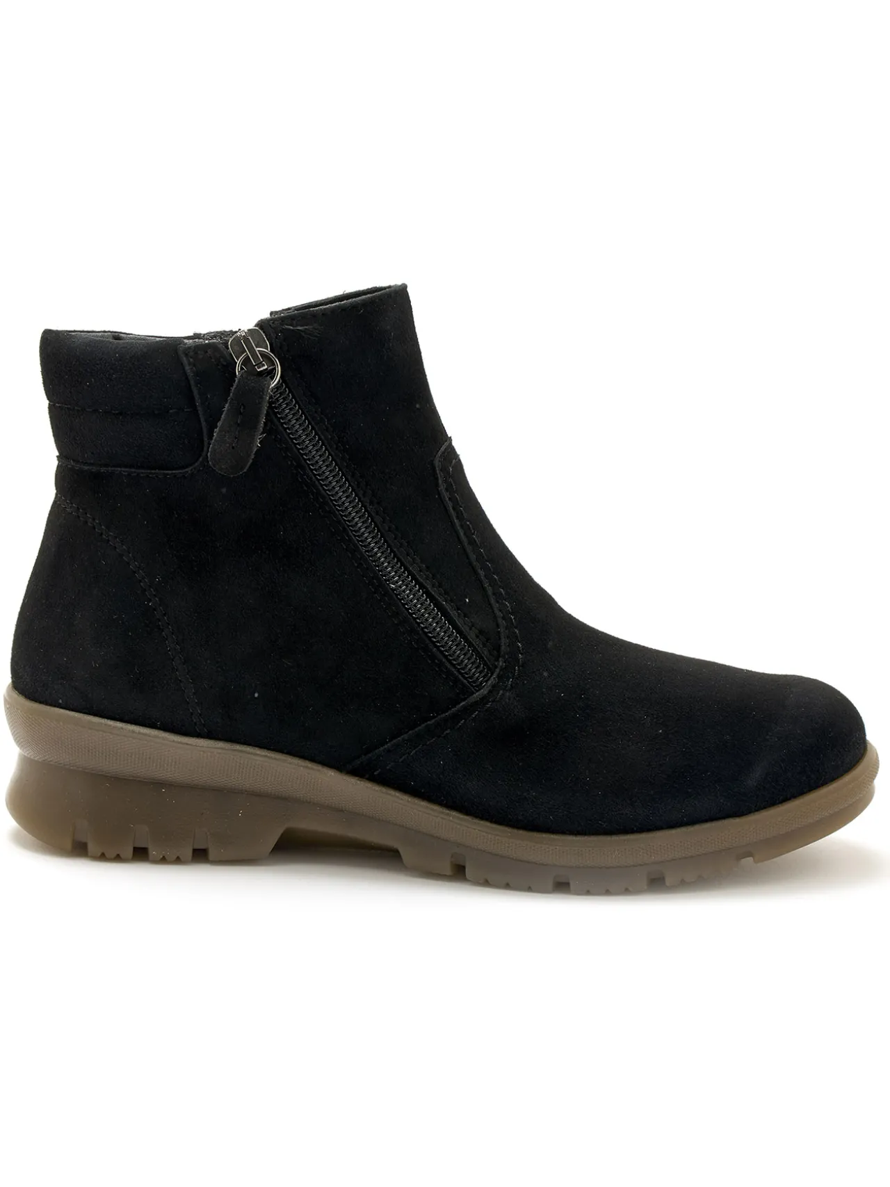Boots en cuir extensible double zip