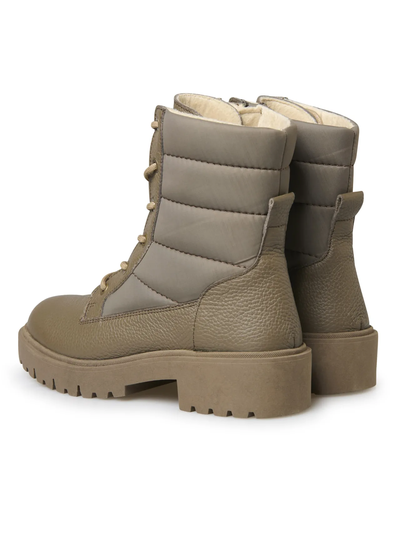 Boots zippées et lacées doublure suédine