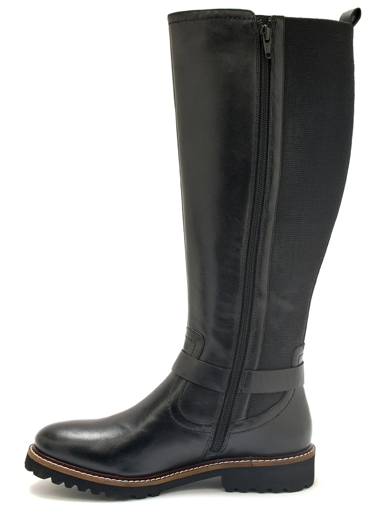 Bottes tout cuir zip et élastiques