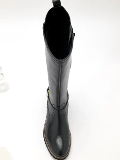 Bottes tout cuir zip et élastiques