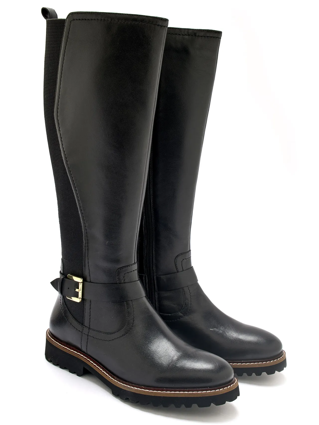 Bottes tout cuir zip et élastiques