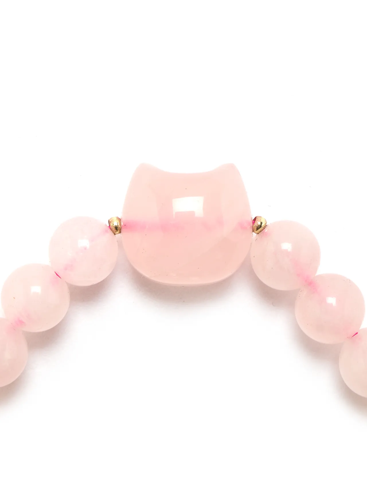 Bracelet chat et perles quartz rose