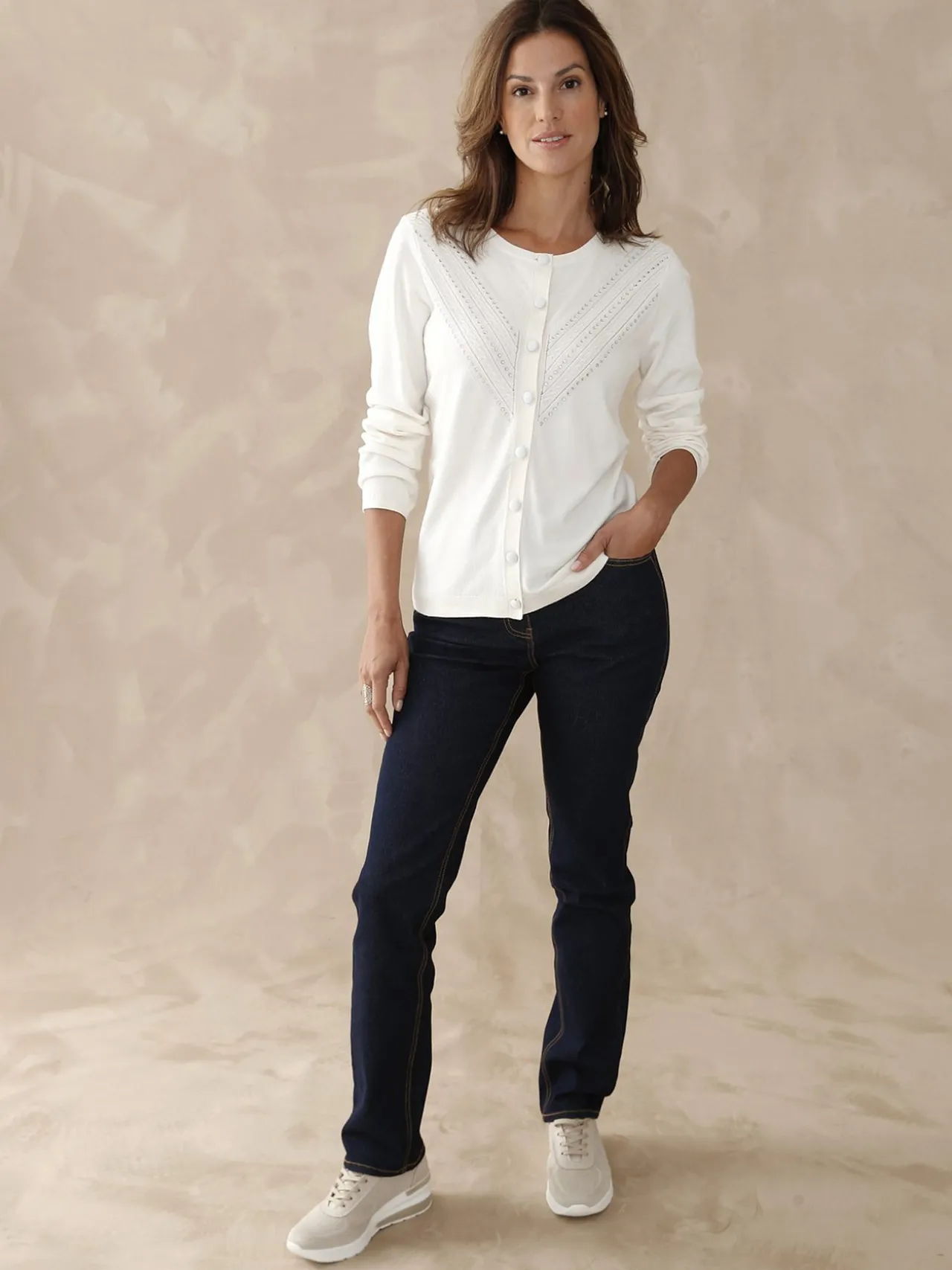 Cardigan point fantaisie détails rivets