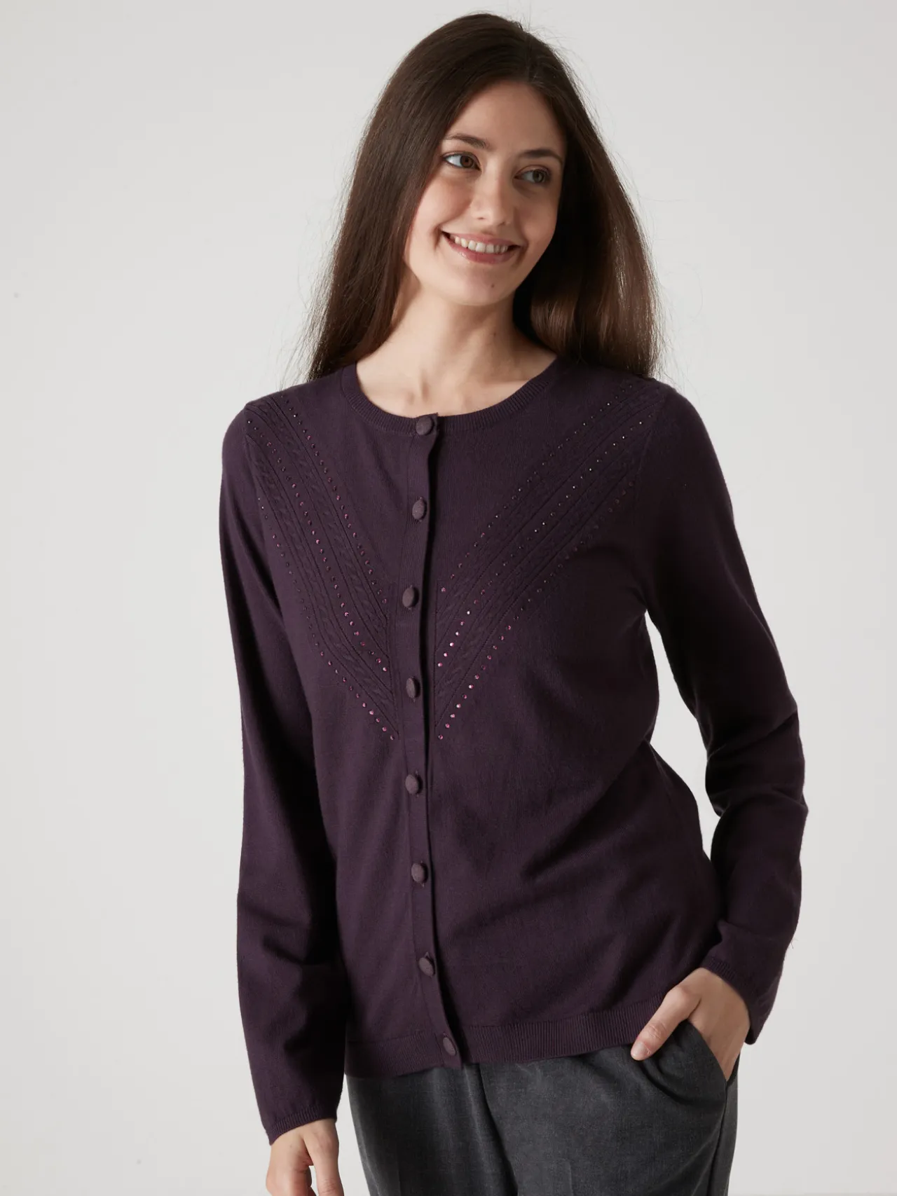 Cardigan point fantaisie détails rivets