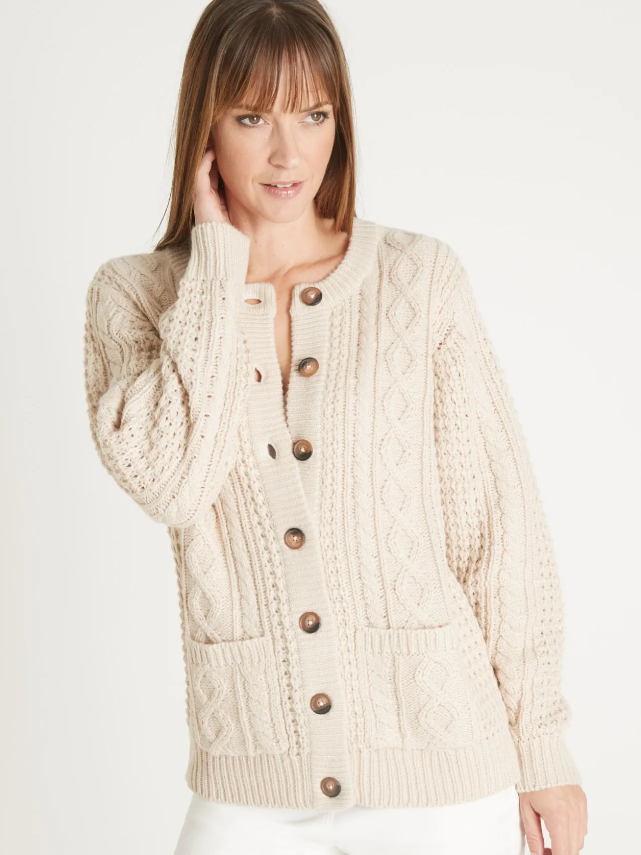 Cardigan torsadé col rond