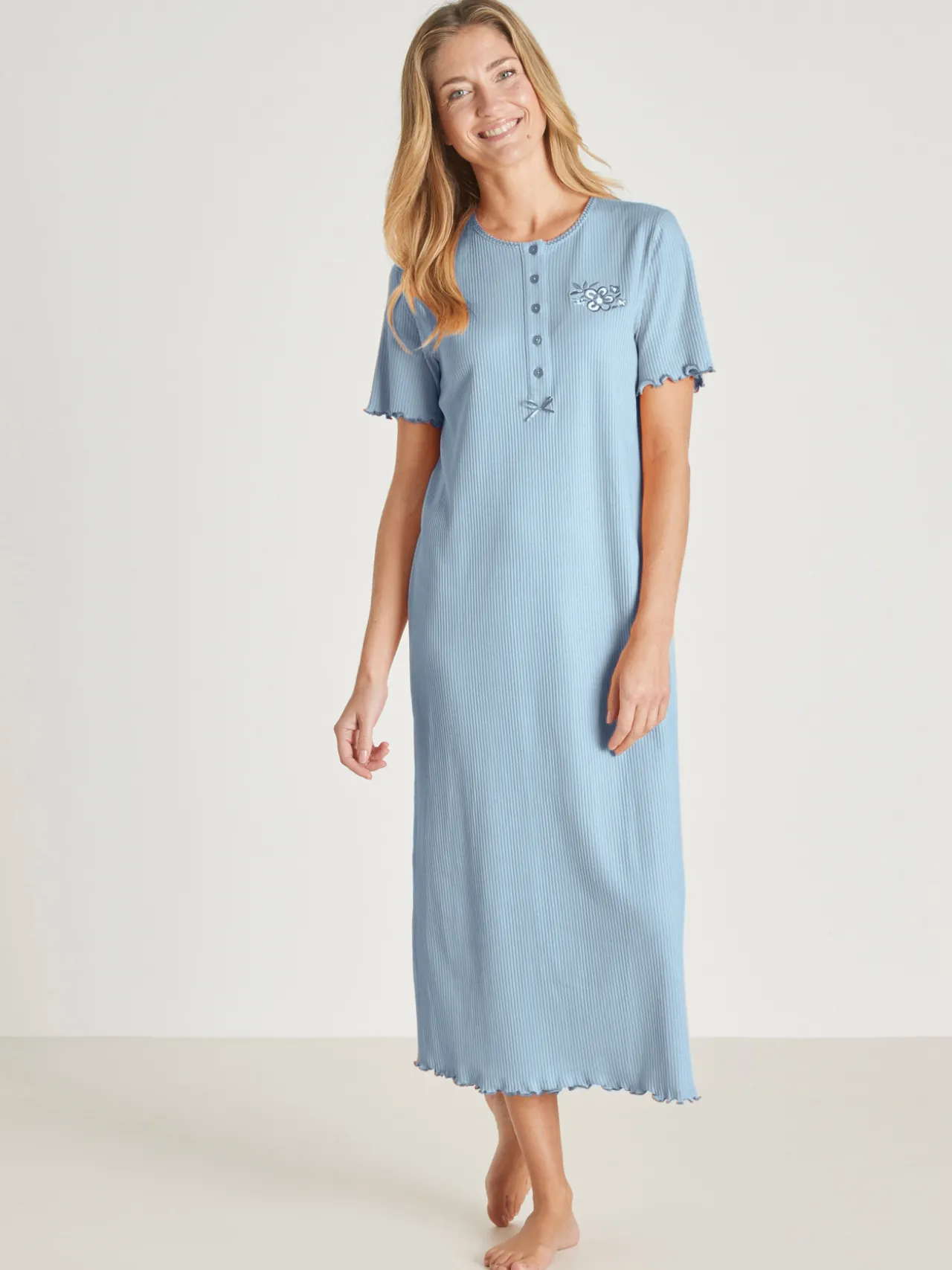 Chemise de nuit longue, interlock