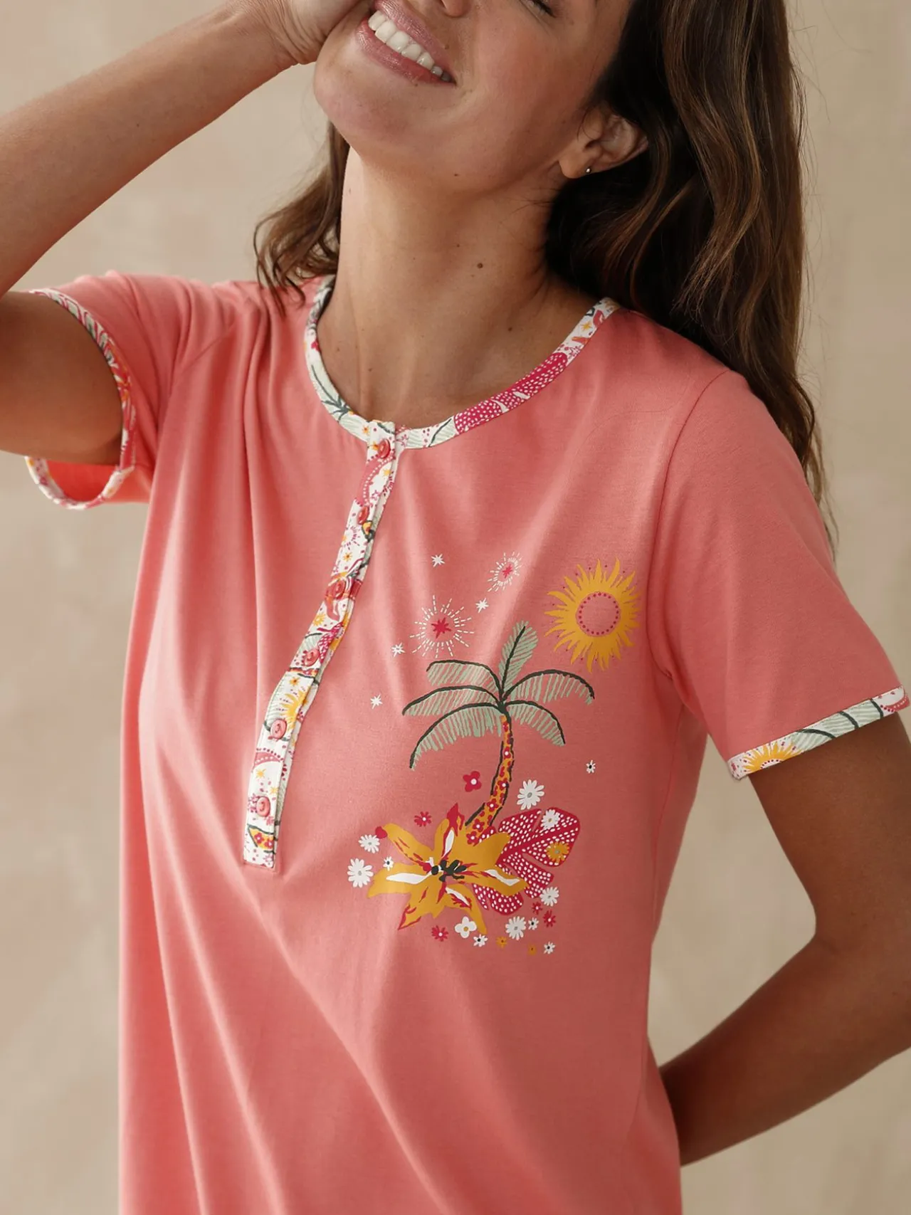 Chemise de nuit longue manches courtes