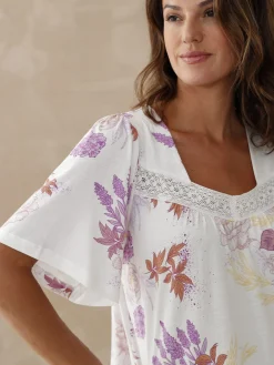 Chemise de nuit longue manches papillon