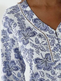 Chemise de nuit manches longues en coton