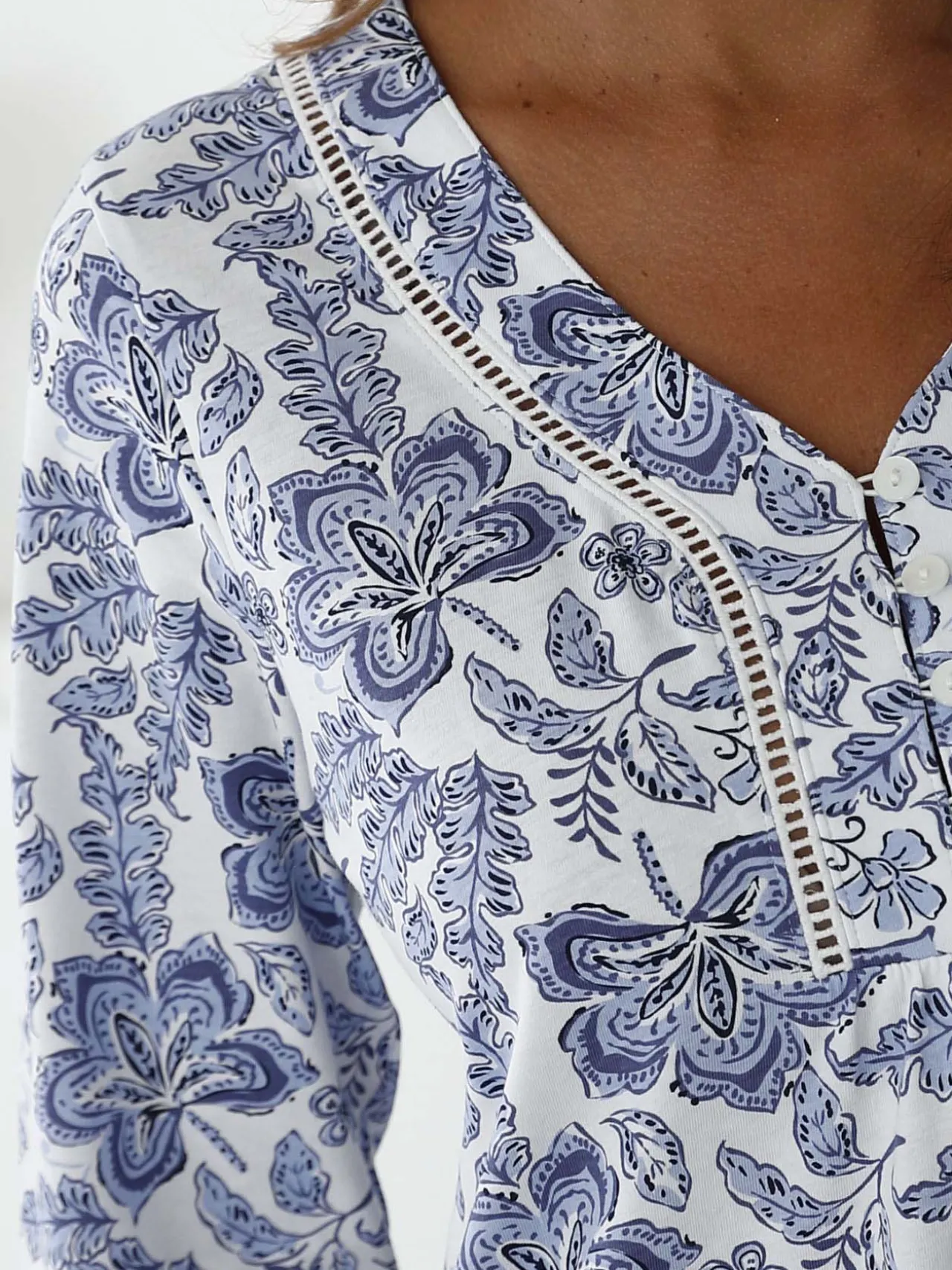 Chemise de nuit manches longues en coton