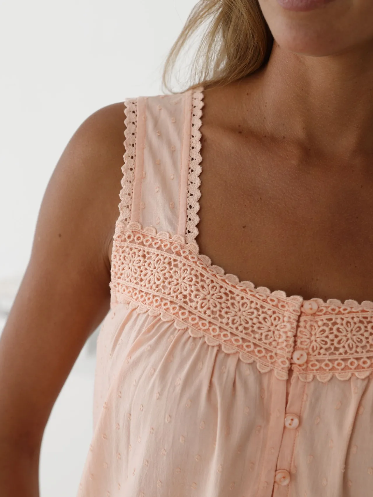 Chemise de nuit plumetis larges bretelle