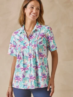 Chemisier effet plastron manches courtes