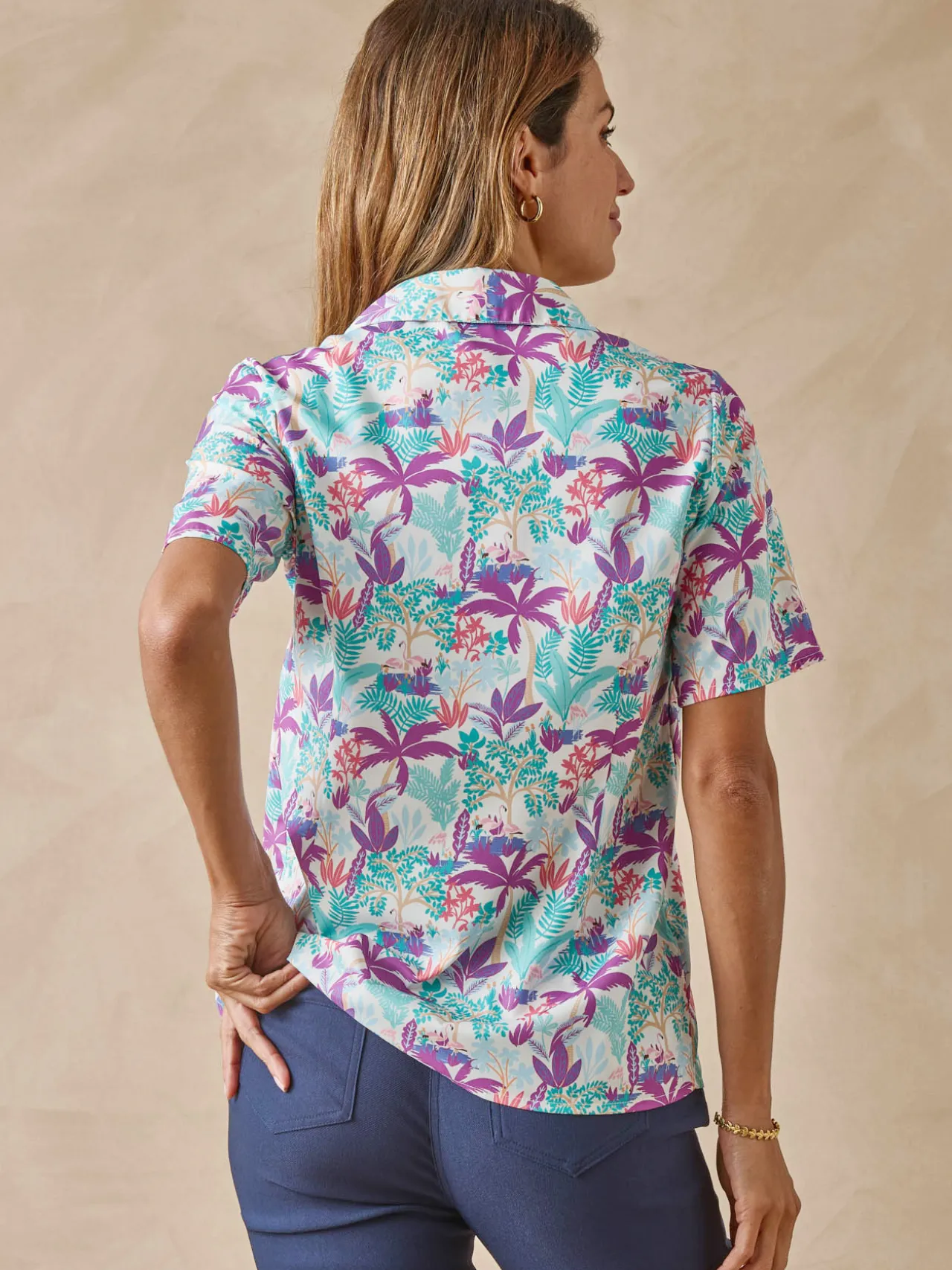 Chemisier effet plastron manches courtes