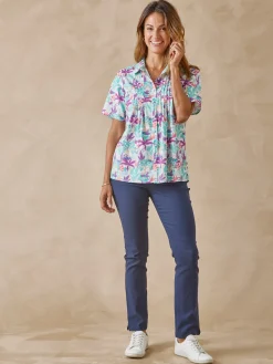 Chemisier effet plastron manches courtes