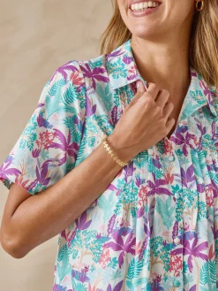 Chemisier effet plastron manches courtes