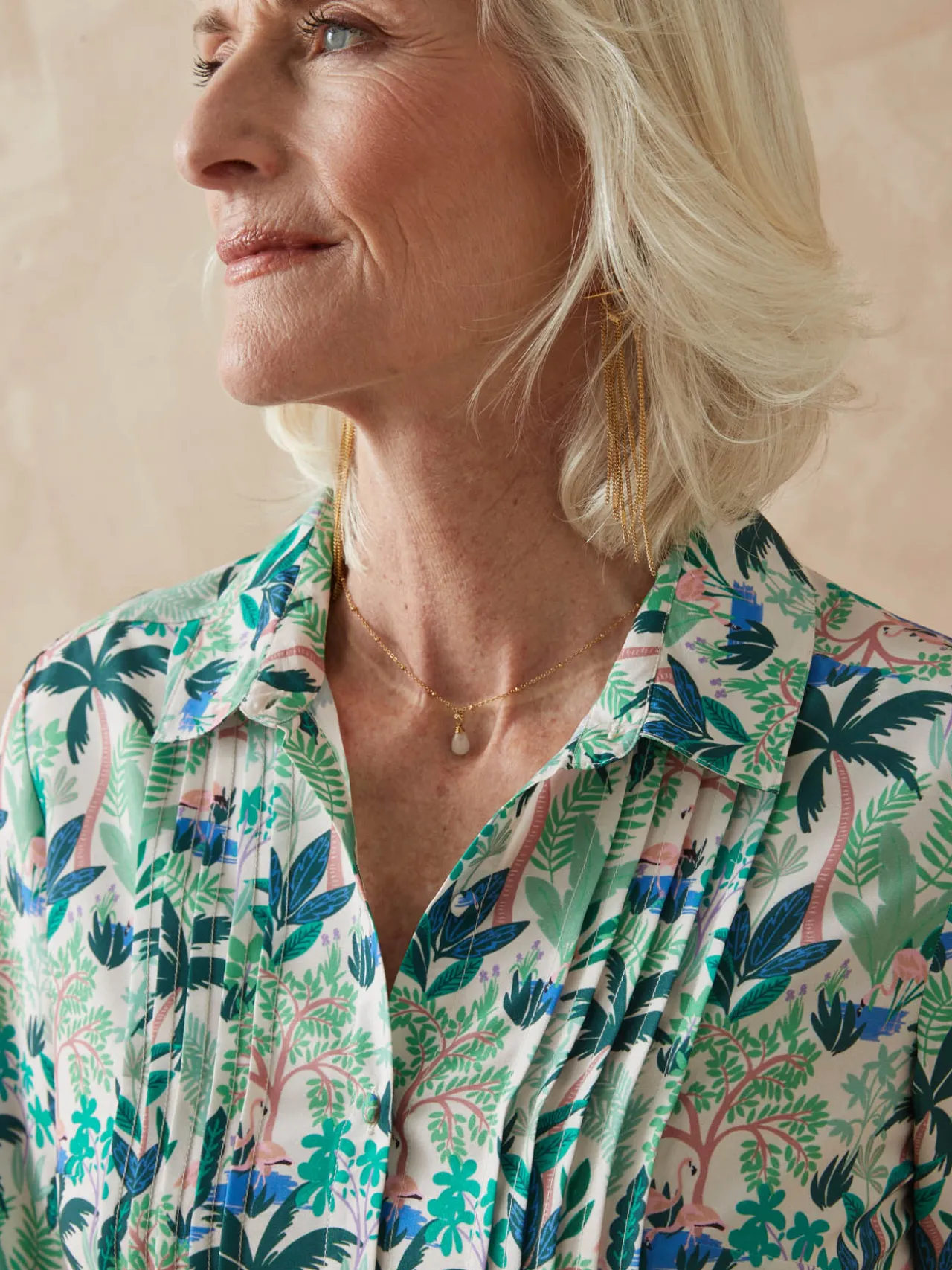 Chemisier effet plastron manches longues