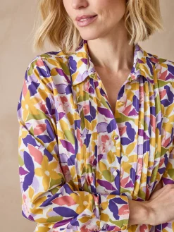 Chemisier effet plastron manches longues