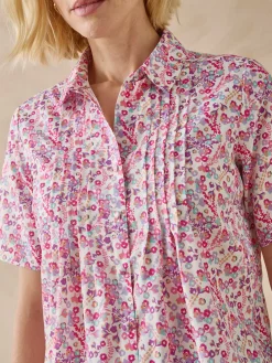 Chemisier effet plastron manches courtes