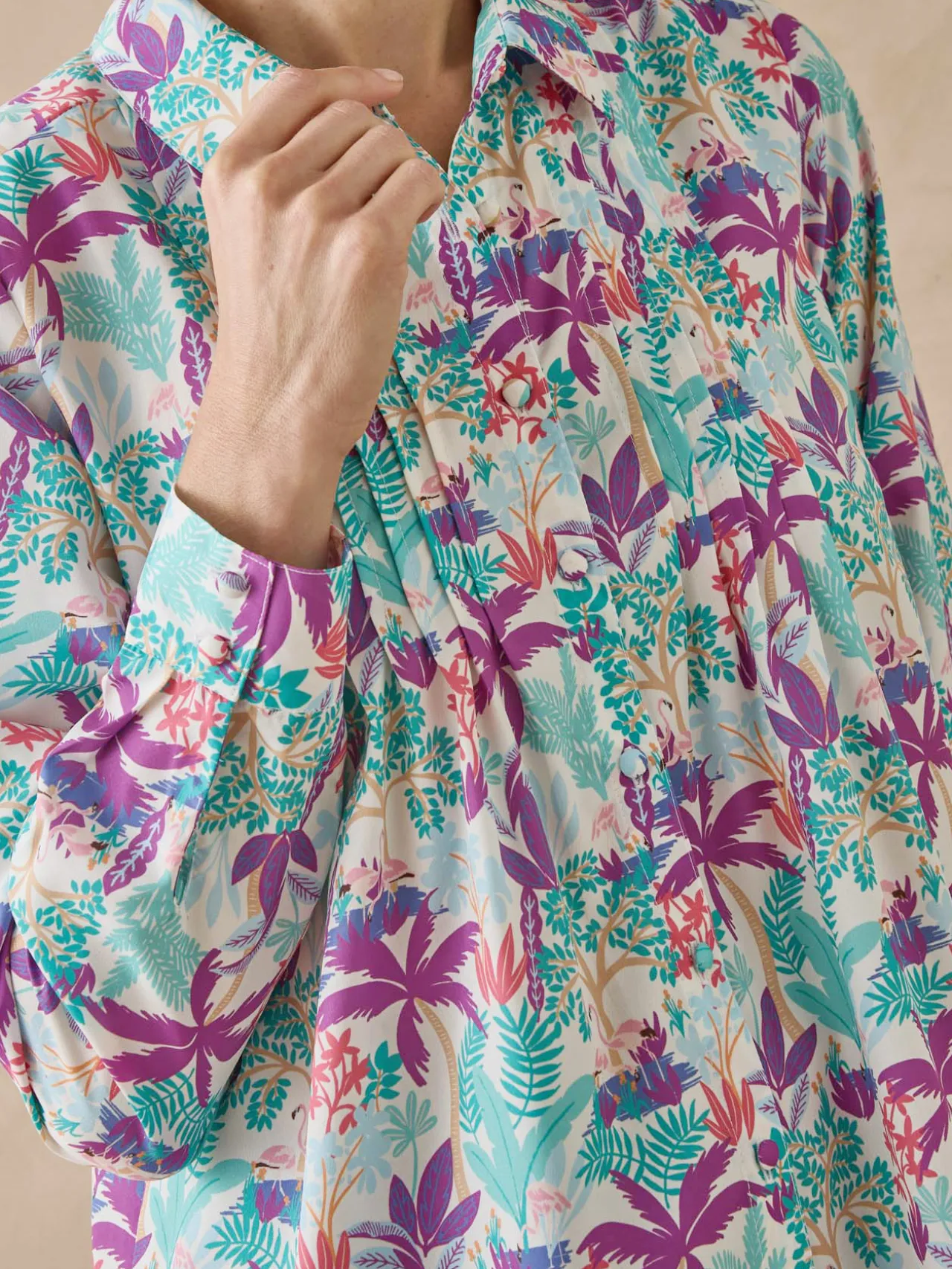 Chemisier effet plastron manches longues