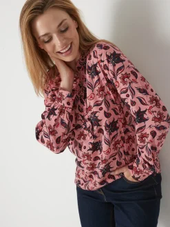 Chemisier en crêpe col montant volanté