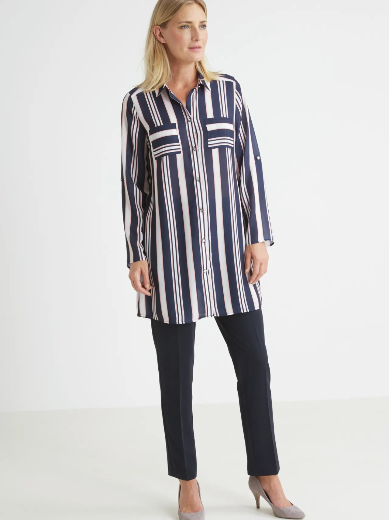 Chemisier fluide long. 85 cm