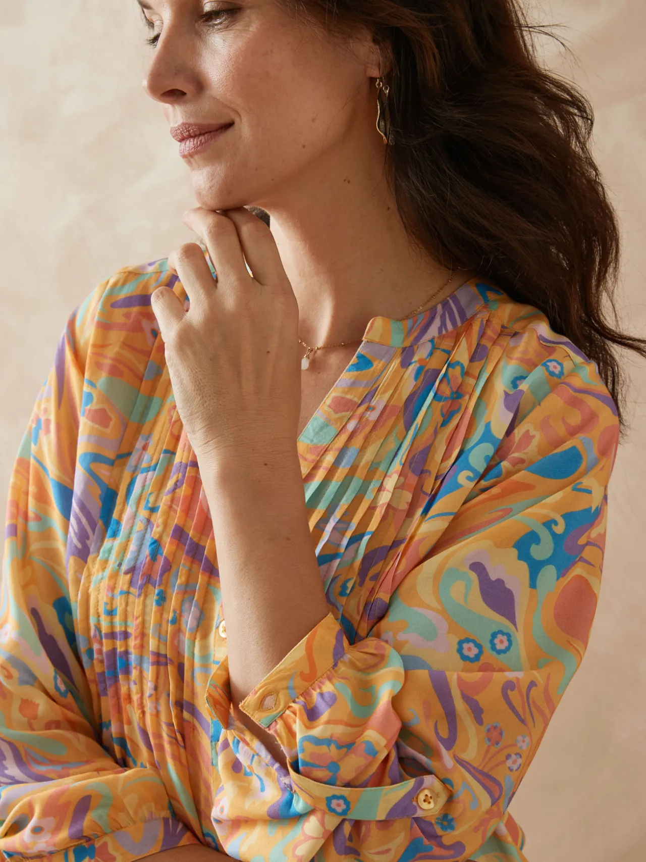 Chemisier tunique à petits plis