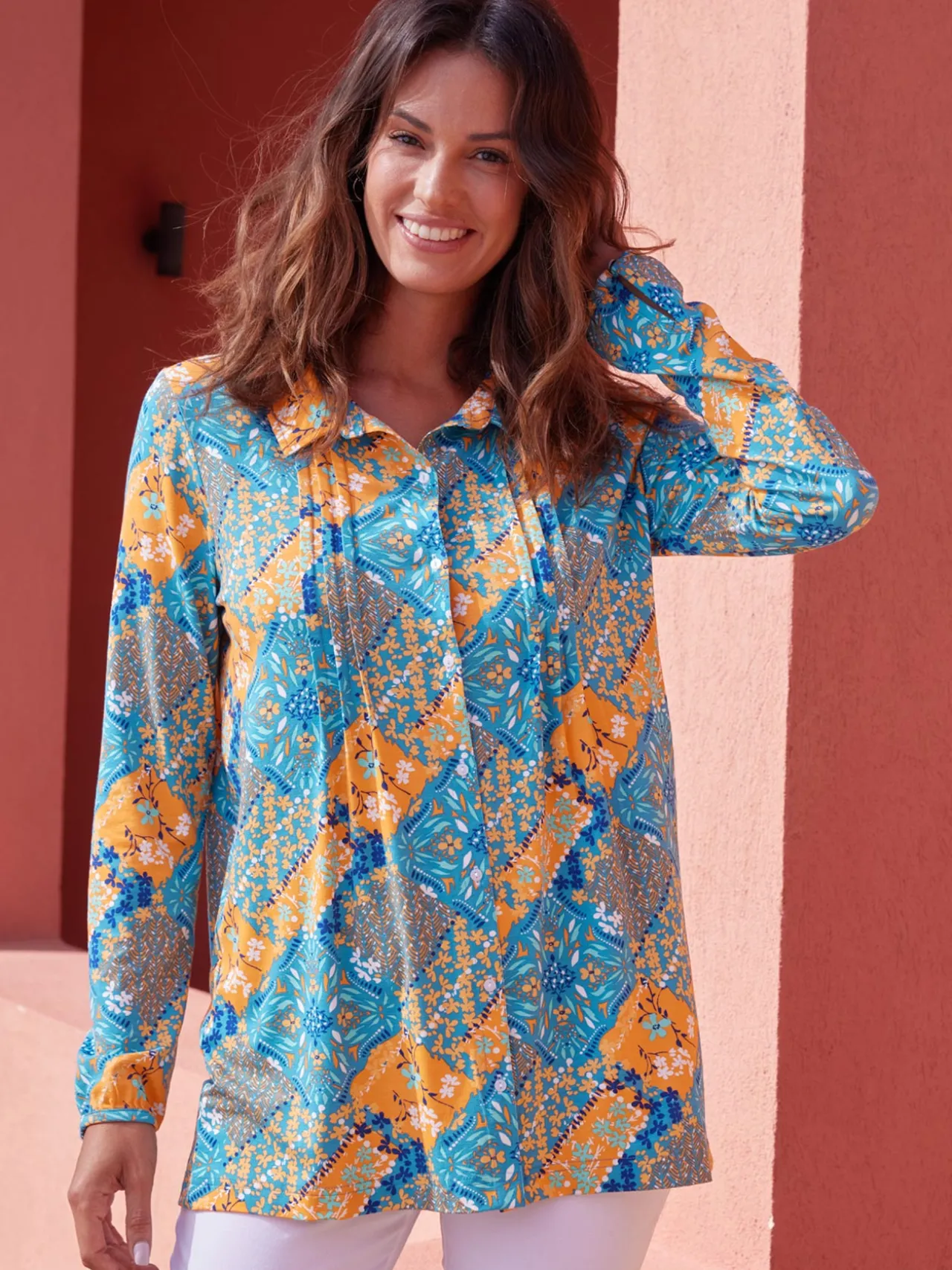 Chemisier tunique en maille fluide